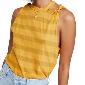 Free People The Twist Stripe Knotted Tank Top